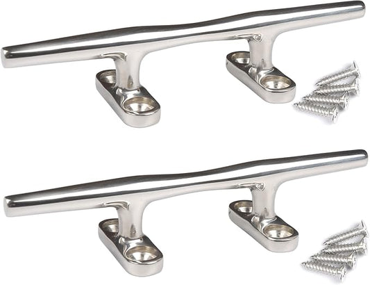 Boat Cleats 4 inch/5 inch/6 inch/8 inch Marine Dock Cleats Stainless Steel Boat Rope Cleat with Fasteners for Marine, Deck, Nautical Décor