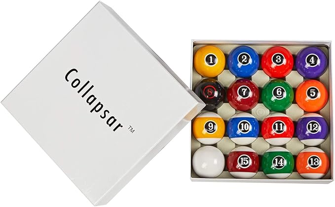 Collapsar Deluxe 2-1/4" Billiard Pool Balls Marble-Swirl Style Billiards Ball Complete 16 Ball Set (Several Style Available)