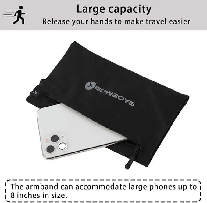 Running Phone Armband for Men Women,Universal Arm Bands for Phones Below 8 Inches,Waterproof Cell Phone Armband for Hiking,Running,Cycling,Climbing(Grey L)