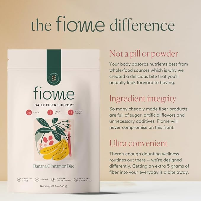 Fiber Supplement - 5g Daily Fiber Bite - Supports Regularity, Digestion and Gut Health - All Natural Ingredients, Banana Cinnamon Flavor, 30 Servings