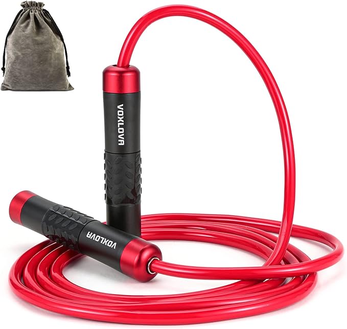 Weighted Rope - 1LB Heavy Jump Rope for Men Women Fitness Workouts, Non-Slip Aluminum Handles, Premium Skipping Rope for Exercise, Adjustable Length 9MM Solid PVC/Cotton Rope