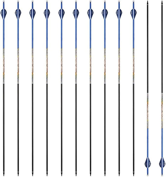 30/32" Inch ST0.006 Hunting Arrows for Compound & Recurve Bow,100% Carbon Archery Target Arrows with Removable Tips for Accurate Hunters & Bowhunters (Pack of 12)