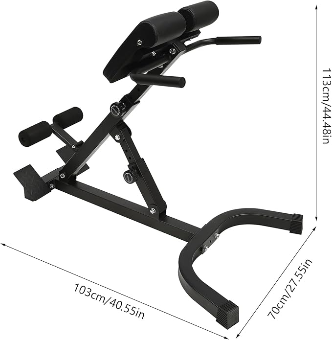 Roman Chair, Back Extension Sit up Bench, Multi-Functional Bench Foldable Flat, Hip Thrust Machine, 330 lbs Weight Capacity, Fitness Equipment for Home Workout, Gym