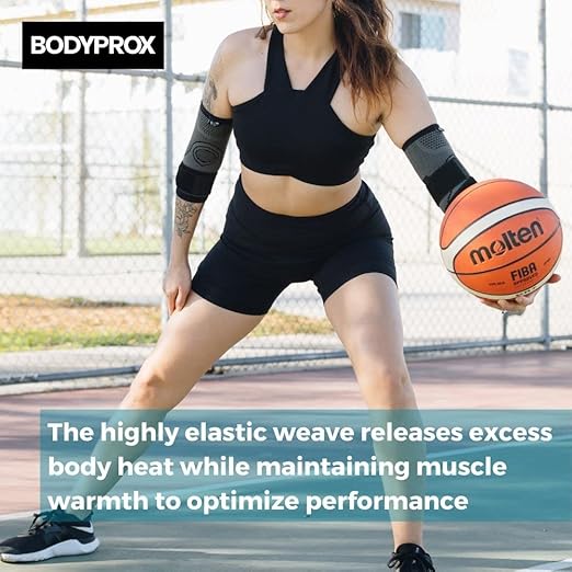 Bodyprox Elbow Brace with Strap for Tendonitis 2 Pack, Tennis Elbow Compression Sleeves, Golf Elbow Treatment
