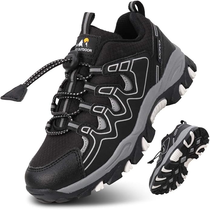 Boys Girls Hiking Trail Shoes Waterproof Slip Resistant Outdoor Trekking Walking Running Sneakers(Little/Big Kids)