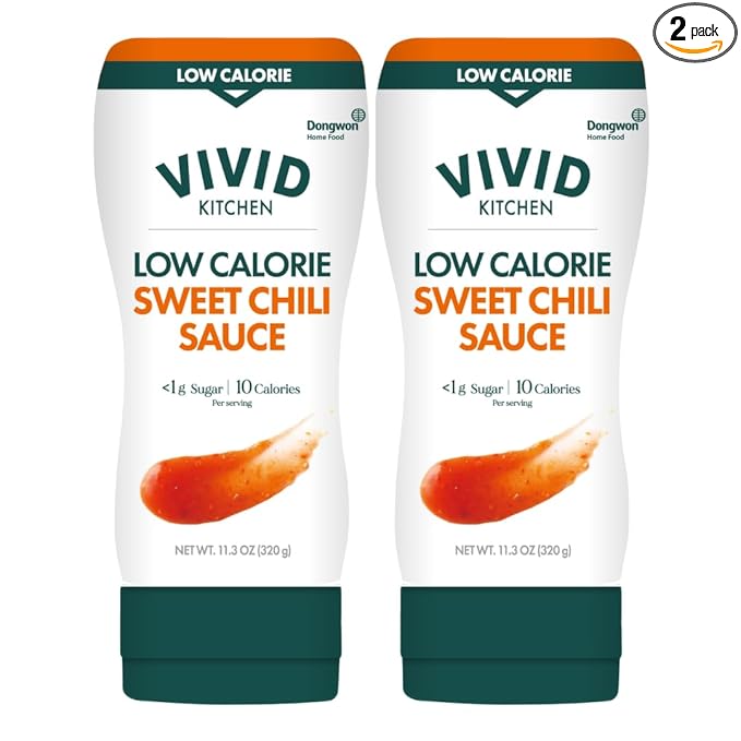 VIVID KITCHEN Low-Calorie Sweet Chili Sauce - 2 Pack - Low Sugar, 10 Cal/Serving - No Preservatives or MSG - Easy Squeeze Bottle - Healthy Asian-Inspired Sauce for Dipping, Stir-Fry, and More