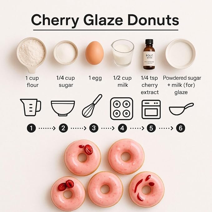 Dolce Flav Cherry Extract – 2 Ounce Oil-Soluble Kosher, Sugar-Free, Concentrated Fruity Flavor for Candy, Chocolates & Desserts, Includes Measured Dropper