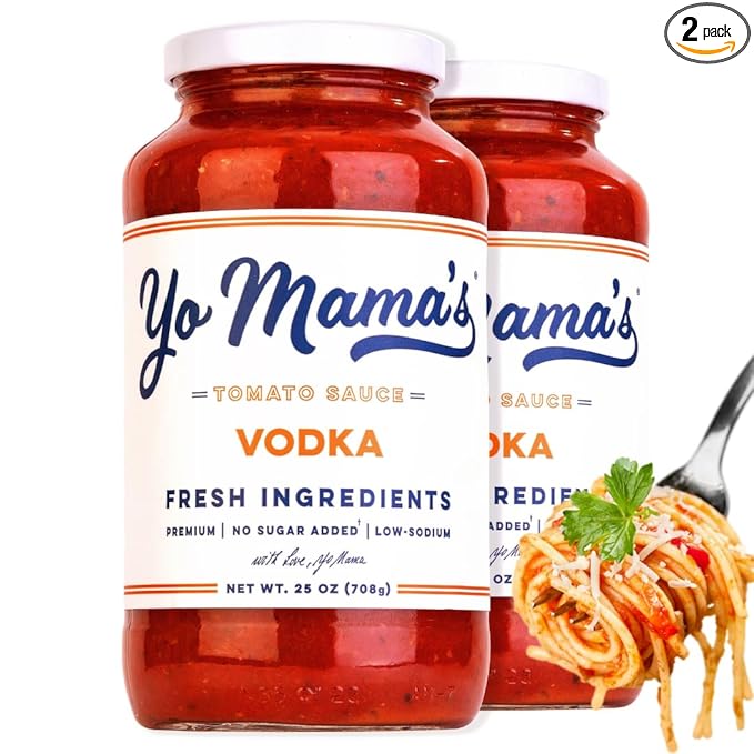 Yo Mama's Foods Keto Vodka Pasta Sauce - Pack of (2) - No Sugar Added, Low Carb, Low Sodium, Gluten Free, Paleo Friendly, and Made with Whole, Non-GMO Tomatoes