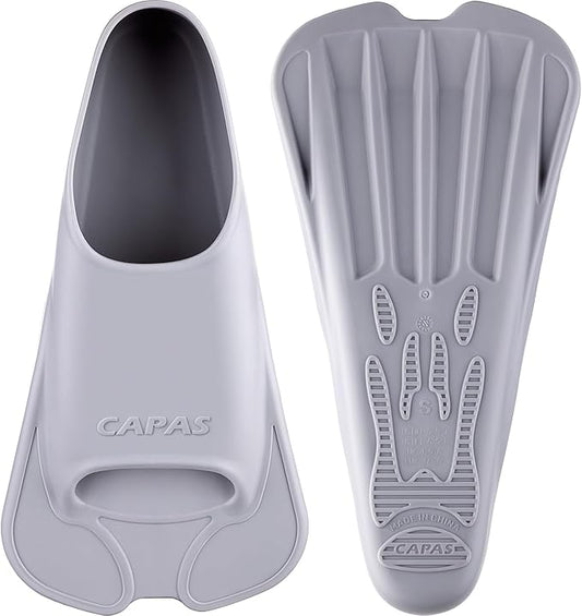 CAPAS Swim Training Fins Comfortable Silicone Lap Swimming Short Blade Floating Flippers with Mesh Bag for Adult Men Women Build Leg Strength