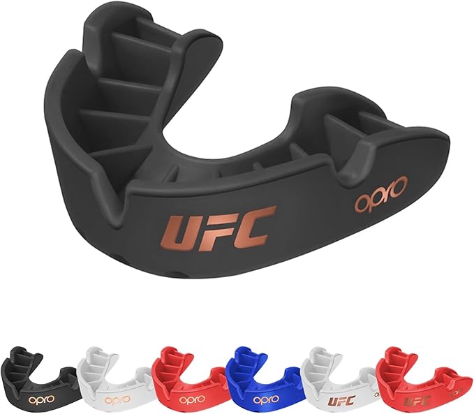 OPRO Bronze Level Sports Mouthguard – Custom-Fit, Breathable, Slim Design – Protective Mouth Guard for Football, Wrestling, Boxing, MMA, Lacrosse & All Contact Sports, Case Included – Black, Youth