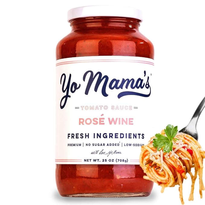 Yo Mama's Foods Keto Rosé Wine Pasta Sauce - Pack of (1) - No Sugar Added, Low Carb, Low Sodium, Gluten Free, Paleo Friendly, Non-GMO, and Vegan