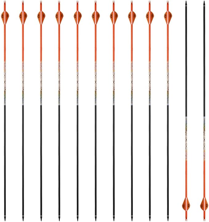 30/32" Inch ST0.006 Hunting Arrows for Compound & Recurve Bow,100% Carbon Archery Target Arrows with Removable Tips for Accurate Hunters & Bowhunters (Pack of 12)