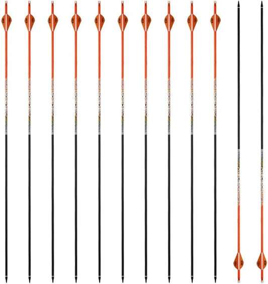 30/32" Inch ST0.006 Hunting Arrows for Compound & Recurve Bow,100% Carbon Archery Target Arrows with Removable Tips for Accurate Hunters & Bowhunters (Pack of 12)