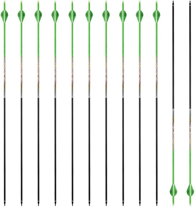 30/32" Inch ST0.006 Hunting Arrows for Compound & Recurve Bow,100% Carbon Archery Target Arrows with Removable Tips for Accurate Hunters & Bowhunters (Pack of 12)