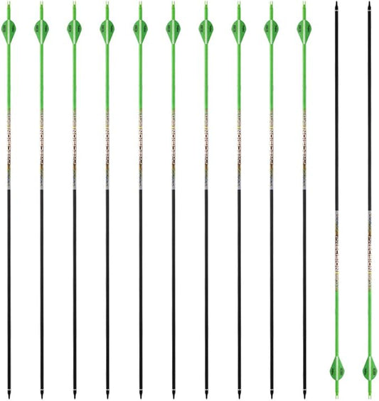 30/32" Inch ST0.006 Hunting Arrows for Compound & Recurve Bow,100% Carbon Archery Target Arrows with Removable Tips for Accurate Hunters & Bowhunters (Pack of 12)