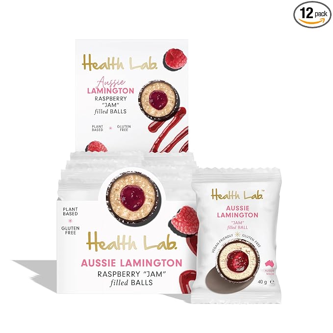 Health Lab - Lamington Raspberry Jam Filled Balls 480g (12 x 40g)
