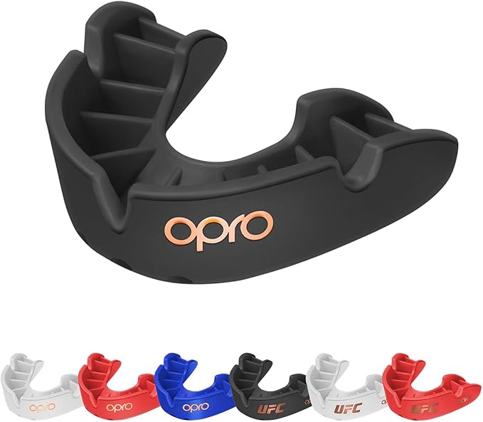 OPRO Bronze Level Sports Mouthguard – Custom-Fit, Breathable, Slim Design – Protective Mouth Guard for Football, Wrestling, Boxing, MMA, Lacrosse & All Contact Sports, Case Included – Black, Youth