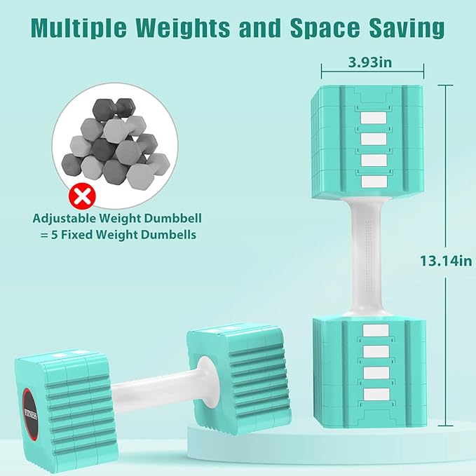 Adjustable Weight Dumbbells Set of 2, 3.4lb/5.7lb/8lb/10.3lb/12.6lb Each Hand Weight Sets for Women/Men, Adjustable Dumbbells Set for Home Gym Fitness Workout Strength Training