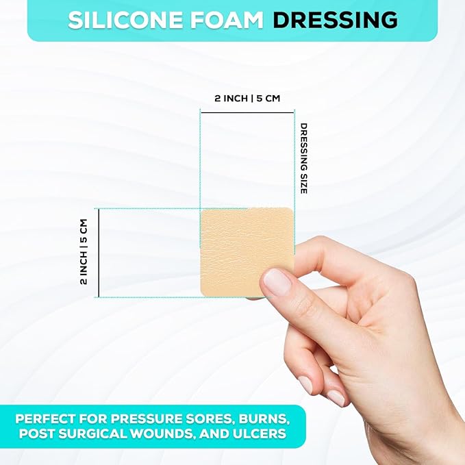 MedVance TM Silicone - Silicone Adhesive Foam Absorbent Dressing, 2"x2", Box of 5 dressings