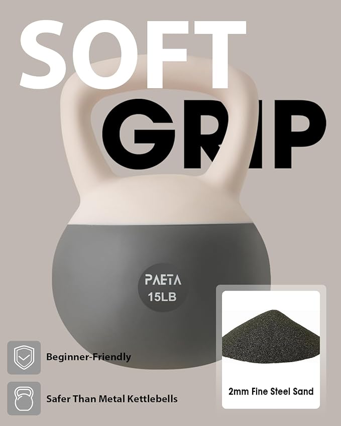 PAETA Soft Kettlebell for Home Fitness – Anti-Slip Grip & Wide Handle Design,Soft Kettlebell set, Gentle Floor-Friendly Impact – 10lbs, 15lbs, 20lbs, for Home Functional Training