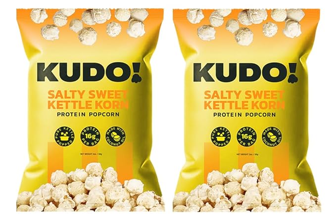 Kudo - Salty Sweet Kettle Korn - Protein Popcorn - Seed Oil Free, Gourmet Flavor, Mushroom Kernel, 8g Protein, Snack Anytime Anywhere - 2oz
