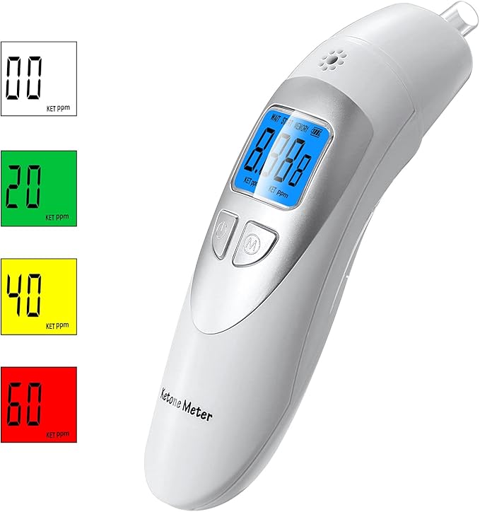 Ketosis Meter Portable Ketosis Breath Tester for Testing Ketosis - Home Ketone Breath Analyzer Professional Ketone Breath Meter - Accurately Monitor Ketonsis in Your Breath with 10 Mouthpieces
