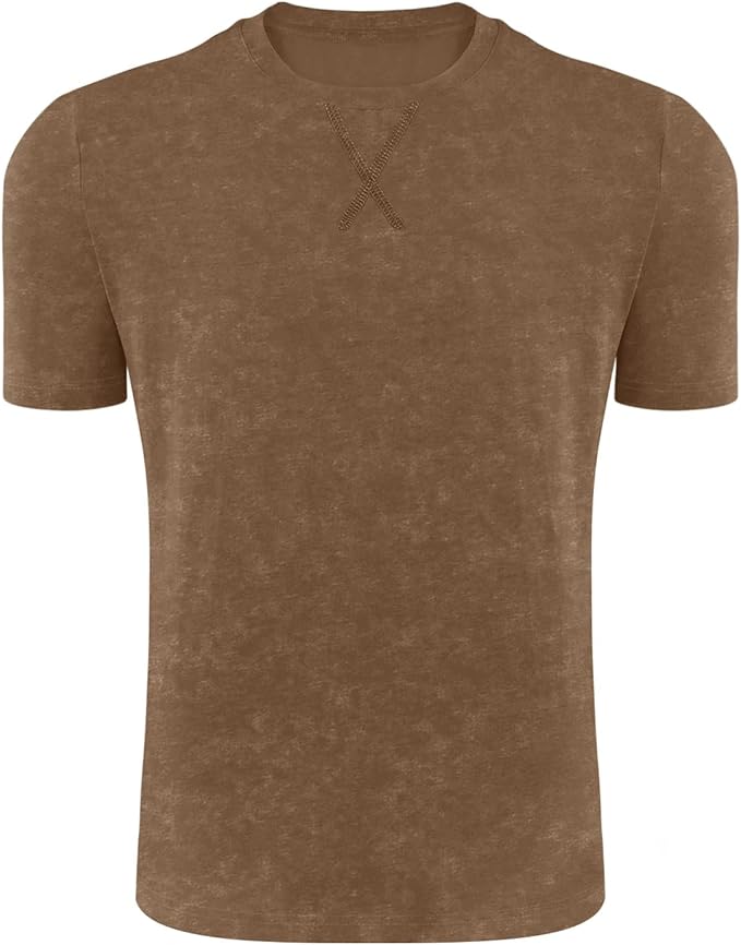 LOGEEYAR Men's Athletic Washed T-Shirts Basic Crew Neck Tees Tops Causal Distressed Cotton T Shirts for Men