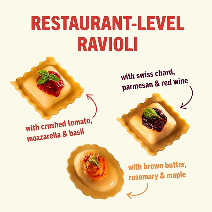 Ripi Frozen Ravioli – Frozen Pasta Meals – Chicken Parmesan, Braised Short Rib, Sweet Potato – Ready in Under 5 Minutes, 9oz Packs (6 Pack, Variety)