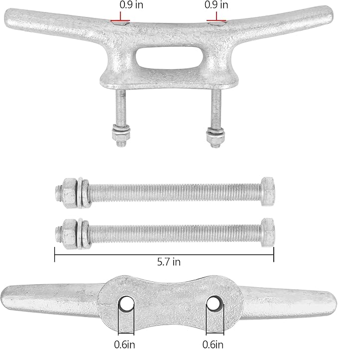 6/8/10/12/14 inch Dock Cleats With Bolts,Hot Dipped Galvanized Cast Iron Boat Cleats,Rope Cleat Boat Dock Cleats for Boat Docks,Decks,Piers for Tying up Boats,Marine Decor(1,2,4,5,6,8,10,12 Pack)