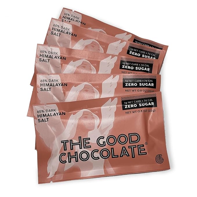 THE GOOD CHOCOLATE - Mini Himalayan Salt Chocolate Bars with Zero Sugar & Lower Net Carb - Keto Chocolate Bar Offers Lower Calorie Chocolate Candy - All Natural Non-GMO (Pack of 10)