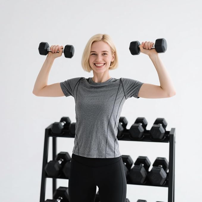 350/450/550 LBS Hex Dumbbell Weight Set with Rack for Complete Home Outdoor Gym Cast Iron 5-50 lbs Dumbbells Exercise Fitness Equipment Durable Coated Rubber Weights and Storage Rack