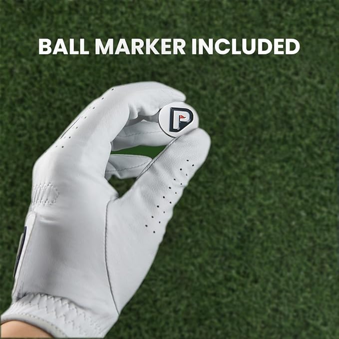 PUR3 Individual - Cabretta Leather Men's Golf Glove, Ultra Soft, with Ball Marker for Right Hand and Left Hand Golfers