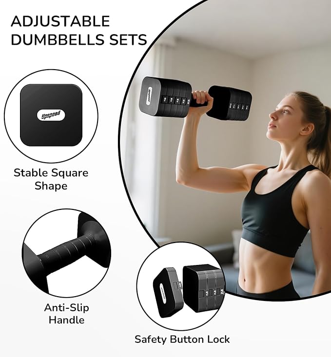 Adjustable Dumbbell Set for Women Men 16LB 20LB Hand Weights Dumbbells Sets Woman Exercise Fitness dumbbell Adjust dumbbells set of 2 for Home Gym Workout Strength Training Equipments