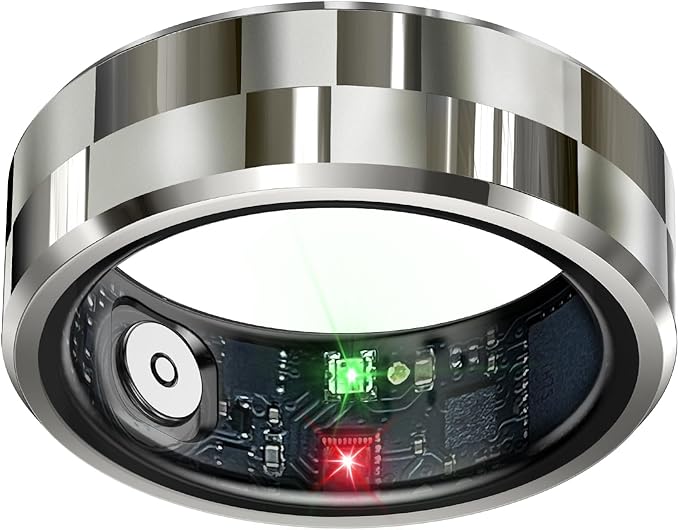 Smart Ring Health Tracker, Sleep Tracker Ring with Heart Rate,Waterproof Fitness Ring for Activity Monitoring/Steps/Distance/Calories,Air Gestures,Up to 7Day Battery,for iOS Android(Stylish Silver#10)