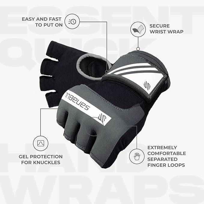Sanabul Gel Boxing Hand Wraps for Men & Women Muay Thai MMA Kickboxing Quick Wraps Boxing Inner Gloves Wrist Knuckle Protection