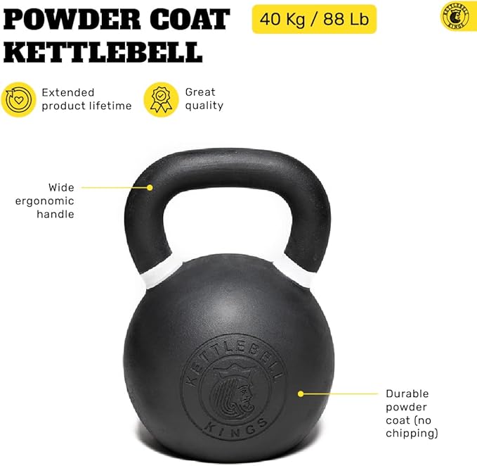 Kettlebell Kings Powder Coated Kettlebell Weights - 9-97 lb Strength Training Kettlebells for Men and Women - Hand Weights Workout Gym Equipment - Weights Set for Home Gym- New