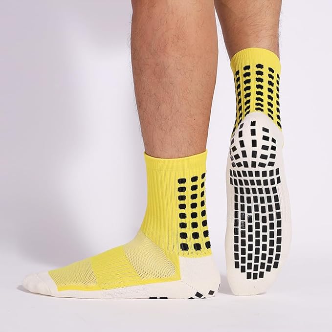 2 Set Anti-Slip Grip Soccer Socks with Shin Guard Sleeves, Sports Athletic Socks for Men Women