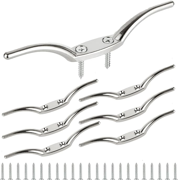 APACALI Metal Rope Cleats Boat Cleat 2 Inch 4 Inch 6 Inch Boat Flagpole Cleat Hook, Boat Deck Dock Cleats with Mounting Screws for Fixed Rope or Home Decor (Blinds Hook Curtains Sun Shade Ropes