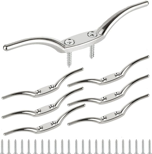 APACALI Metal Rope Cleats Boat Cleat 2 Inch 4 Inch 6 Inch Boat Flagpole Cleat Hook, Boat Deck Dock Cleats with Mounting Screws for Fixed Rope or Home Decor (Blinds Hook Curtains Sun Shade Ropes