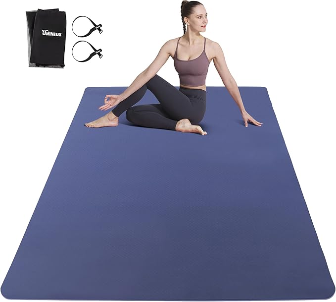 Large Yoga Mat for Men and Women 1/4 & 2/5 Inch Extra Thick TPE Fitness Mat for Home Gym Workout, Non-Slip, Eco Friendly Exercise Mat for Yoga, Pilates, Stretching, Meditation