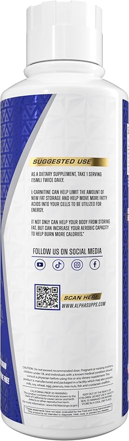L Carnitine Liquid 3000 | Stimulant-Free L-Carnitine Supplement for Men & Women | Pre-Workout Energy Boost & Muscle Recovery | Zero Sugar, Fat, & Carbs | 31 Servings (Blue Gummy)