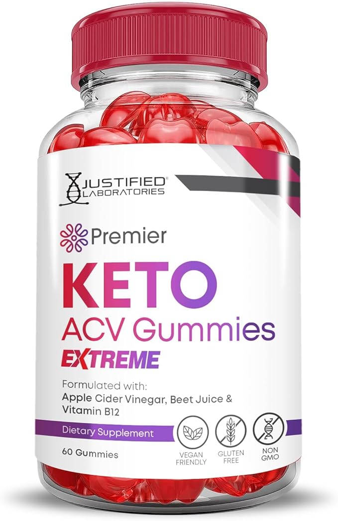 Justified Laboratories Premier Keto ACV Gummies Extreme 2000MG Premier Keto Gummies Apple Cider Vinegar Formulated with Pomegranate Beet Juice Powder B12 Vegan Non GMO 60 Gummys