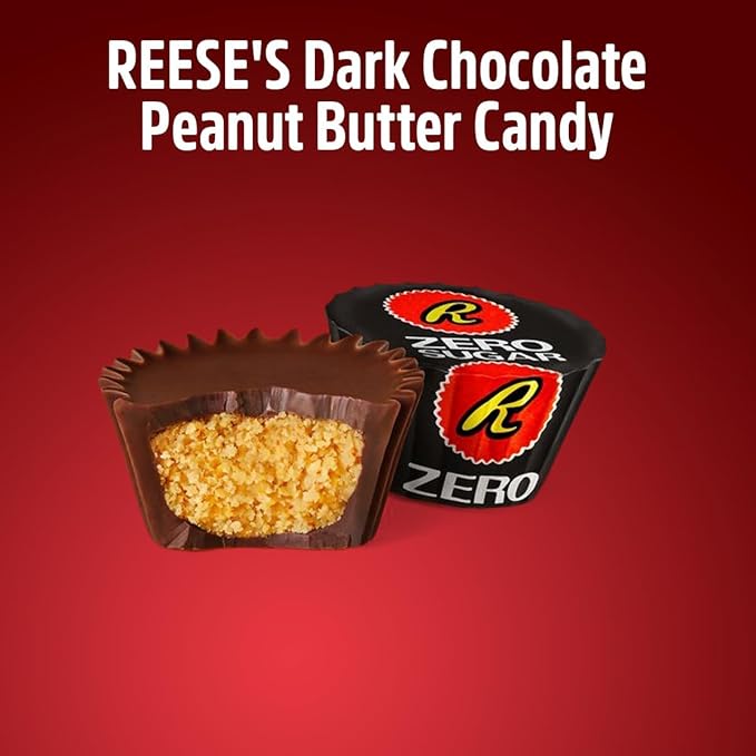 Zero Sugar Miniatures Dark Chocolate, 2 Pound Reese'sZero Sugar Peanut Butter Cups Delights, Indulgent Dark Chocolate Peanut Butter Cups For Enjoyment, Perfect For Snacking, Parties, and Gifts