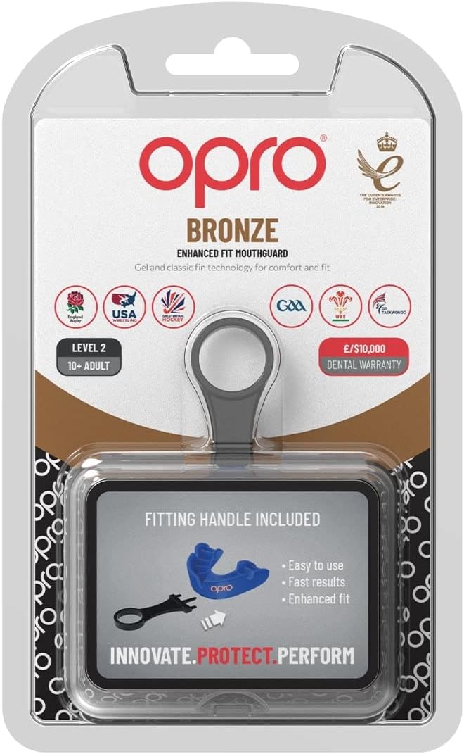 OPRO Bronze Level Sports Mouthguard – Custom-Fit, Breathable, Slim Design – Protective Mouth Guard for Football, Wrestling, Boxing, MMA, Lacrosse & All Contact Sports, Case Included – Blue, Adult