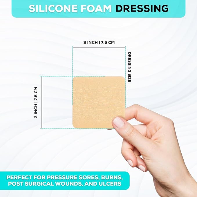 MedVance TM Silicone - Silicone Adhesive Foam Absorbent Dressing, 3"x3", Box of 5 dressings