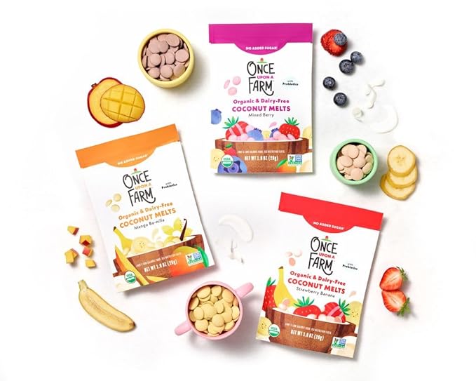 Once Upon A Farm Mixed Berry Coconut Melts with Probiotics, Organic, Dairy Free, 1 Ounces (Pack Of 8)