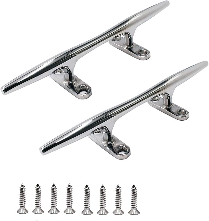 SHENGHUISS Boat Cleat 316 Stainless Steel Open Base Boat Dock Cleats（4"/5"/6"/8"/10"/12"） Silver/Gold for Boat, Dock, Kayaks, Nautical Decor ect