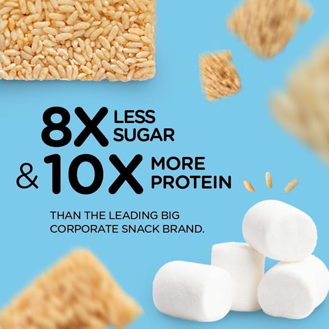 New Improved Recipe - Sinless Snacks Marsh Mallow Krisp - Perfect Keto Snacks - Delicious Gluten Free Low Carb Snacks - Marshmallow Keto Cereal Bars – Soft & Chewy Low Sugar – Less Than 1g - 8 Count