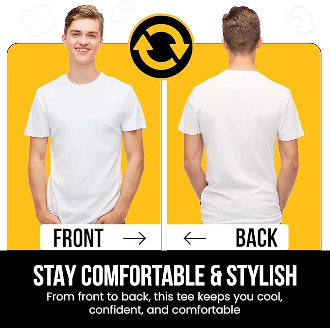 Men's Short Sleeve Crewneck T-Shirt 100% Cotton - Classic Colors - Breathable Mesh Fabric - Ideal for Sports & Everyday Wear