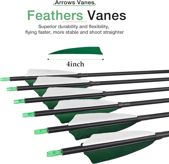 YLS 500 Spine Arrows 30 Inch Carbon Arrows 4" Turkey Feather Archery Target Practice Hunting Arrows with for Recurve Bow Long Bow